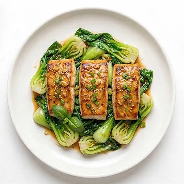 Ginger-Soy Baked Fish  with Sautéed Bok Choy